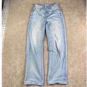 AE77 Stovepipe High Rise Straight Leg Light Wash Recycled Cotton Jeans 00 Short